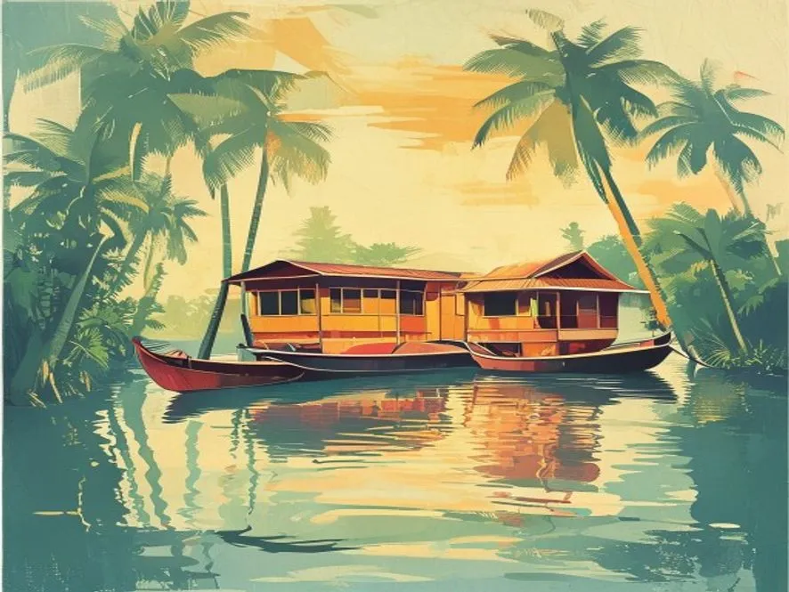 Painted scene from Kerala