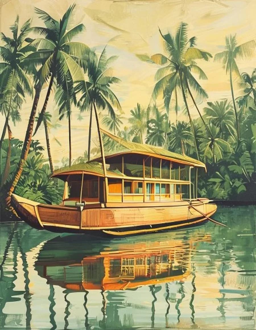 Kerala — painted travel poster